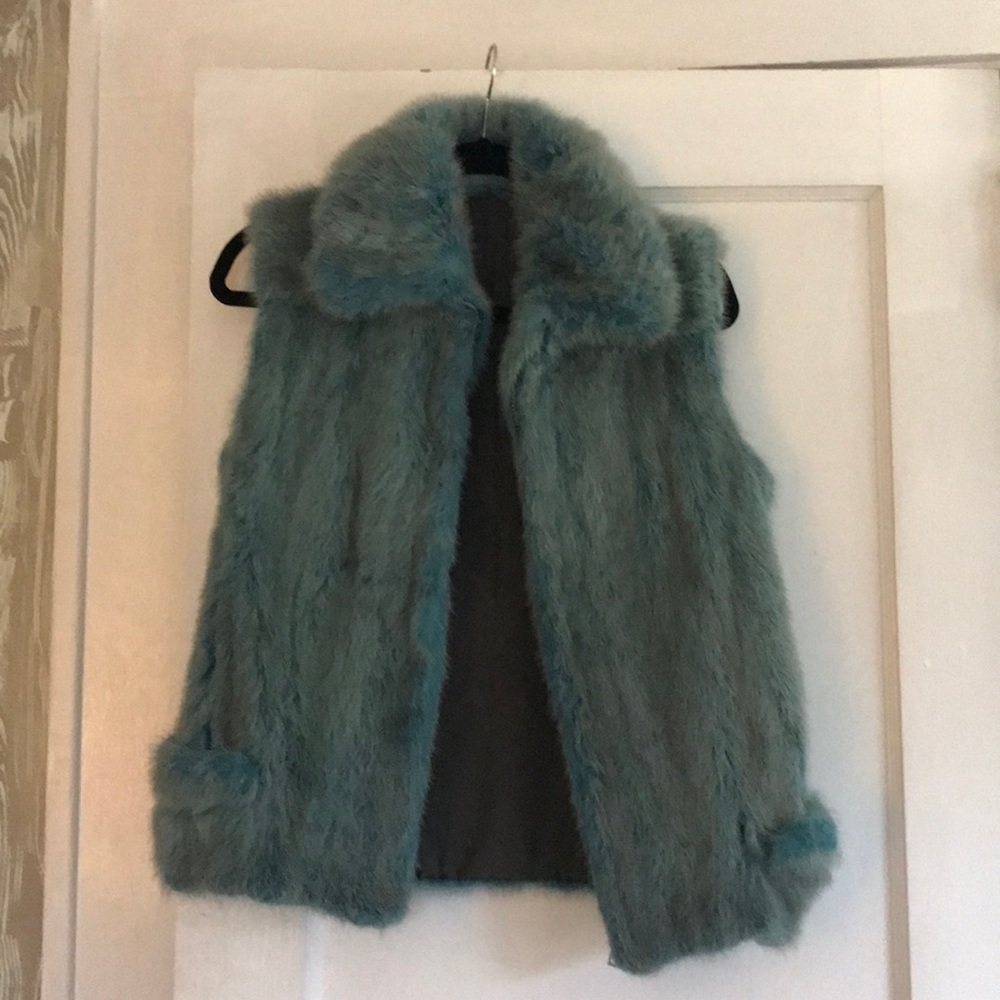 Blue fur vest made in Italy